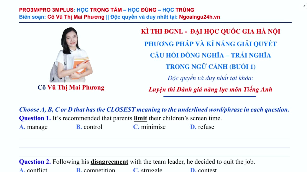 Đồng nghĩa – trái nghĩa trong ngữ cảnh Buổi 1