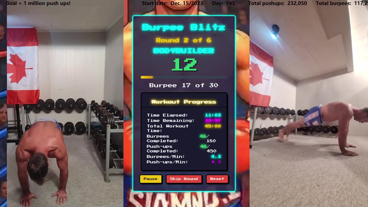 Everyday 450 push ups and 180 Burpees!