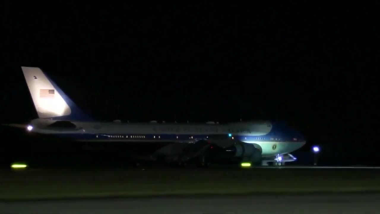 Air Force One is officially wheels down in the United Kingdom 🛬