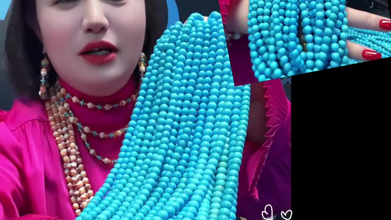 250526-2 Sleeping Beauty Turquoise Bead String: Flowing Deep-Sea Poem Around the Neck