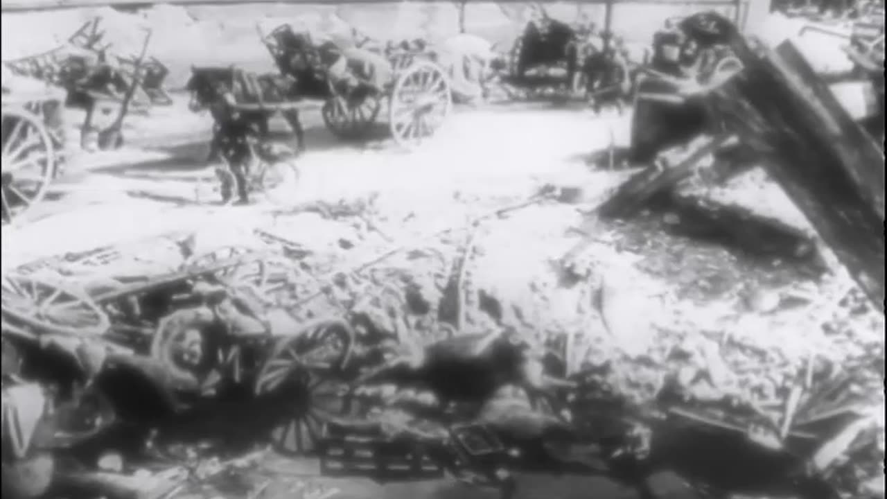 BLOCKED ROADS, REFU... - BLOCKED ROADS, REFUGEES, WW II ; DESTRUCTION OF UNKNOWN CITY - 111-adc-1737