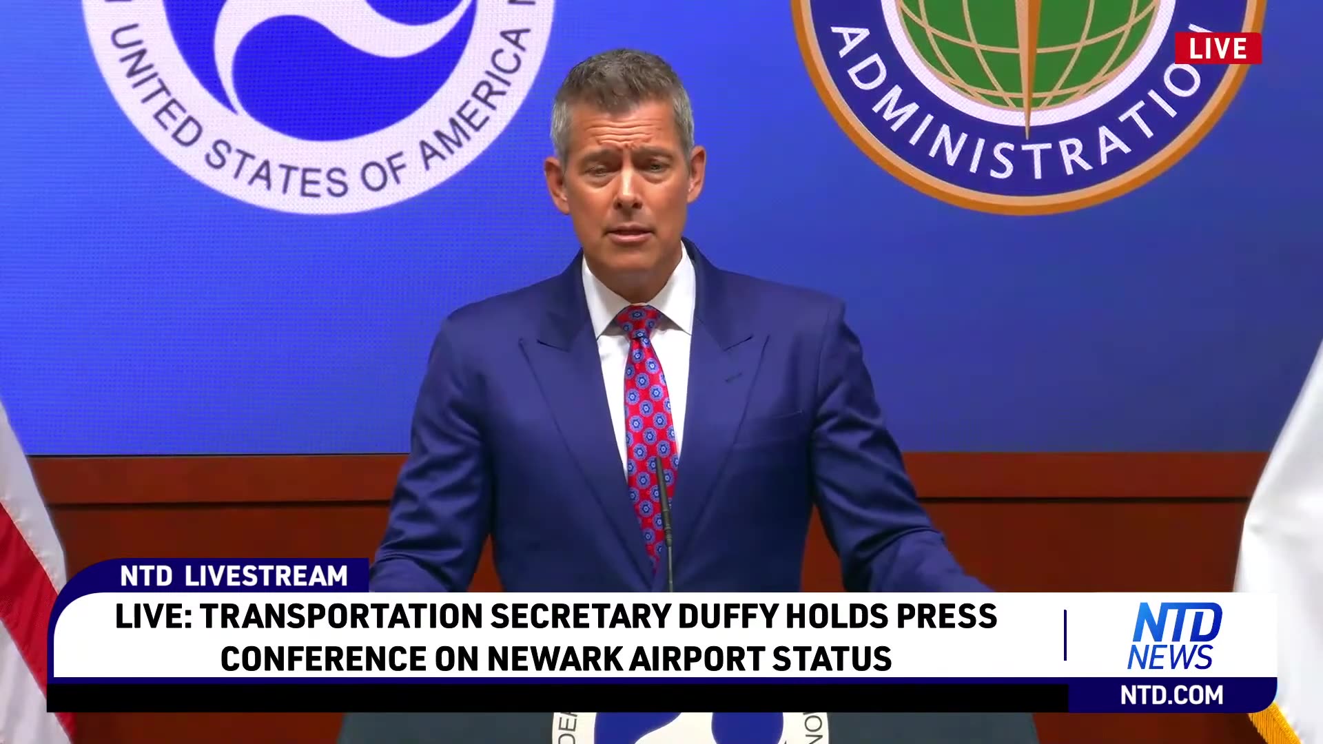 Transportation Secretary Duffy Holds Press Conference on Newark Airport Status