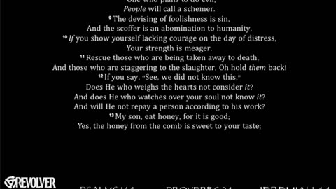 L8NIGHTDEVOTIONS REVOLVER -PSALM 144- PROVERBS 24- JEREMIAH 44- READING WORSHIP PRAYERS