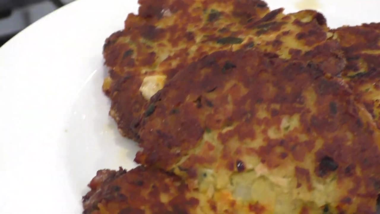 Salmon saffron mashed potato patties