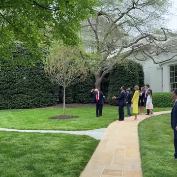 President Donald J. Trump does the Trump dance before heading back to the Oval Office!