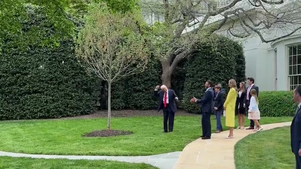 President Donald J. Trump does the Trump dance before heading back to the Oval Office!