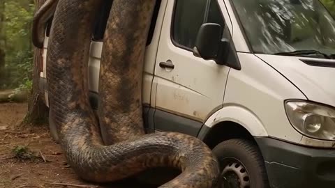 Massive snake carries a car
