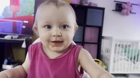 Cute Baby Eating Dinner | Mommy Spoon Feeding Baby (Adorable Reactions)