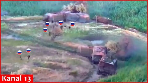 Destruction of Russian convoy launching attack with tanks, armored vehicles in Pokrovsk direction