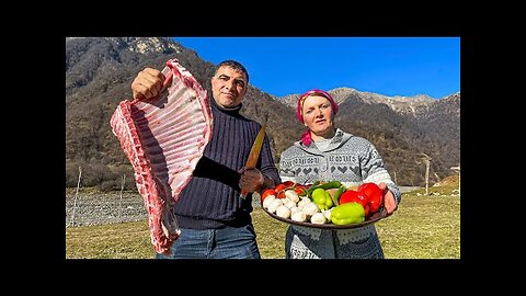 Cooking LAMB RIBS Outdoor! Delicious Recipe for Lamb in Nature! Village ASMR Cooking