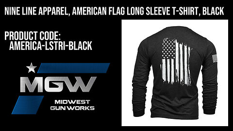 Nine Line Apparel, American Flag Long Sleeve T-Shirts, Black