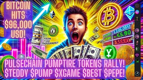 Bitcoin Hits $96,000 USD! PulseChain PumpTire Tokens Rally! $Teddy $Pump $XGame $Best $Pepe!