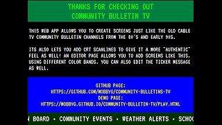 Community Bulletin TV Web App Demo