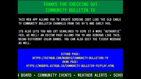 Community Bulletin TV Web App Demo