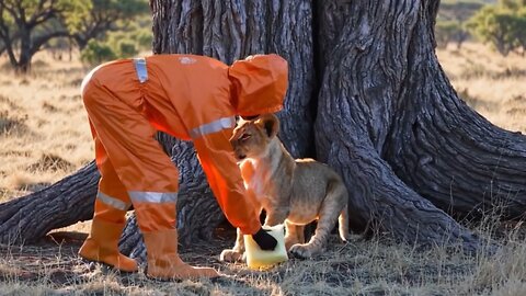 Rescue Team Saves Baby Lion Injured by Honey Bees – Heartwarming Rescue Mission!"