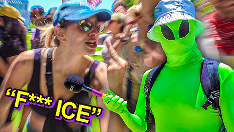 Alien Visits ICE Protests | "No Kings Day" Miami Beach