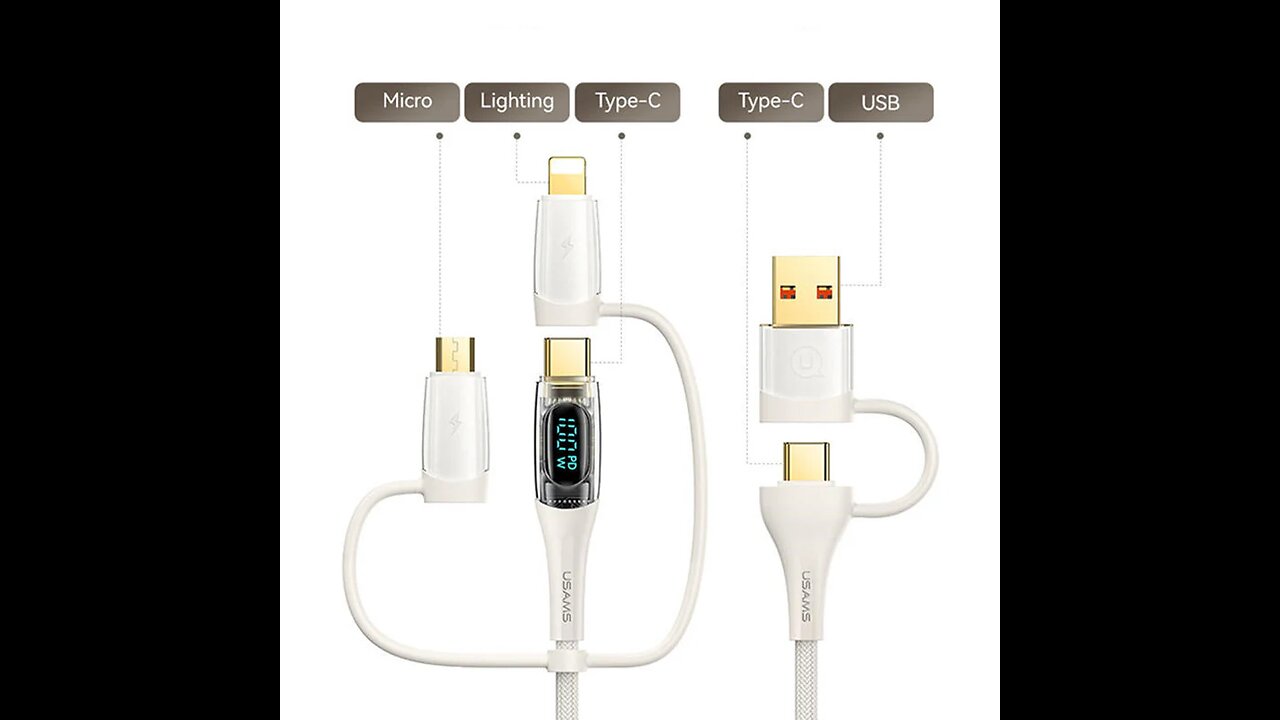 3-in-1 Charging Cable, Dual Input and Triple Output
