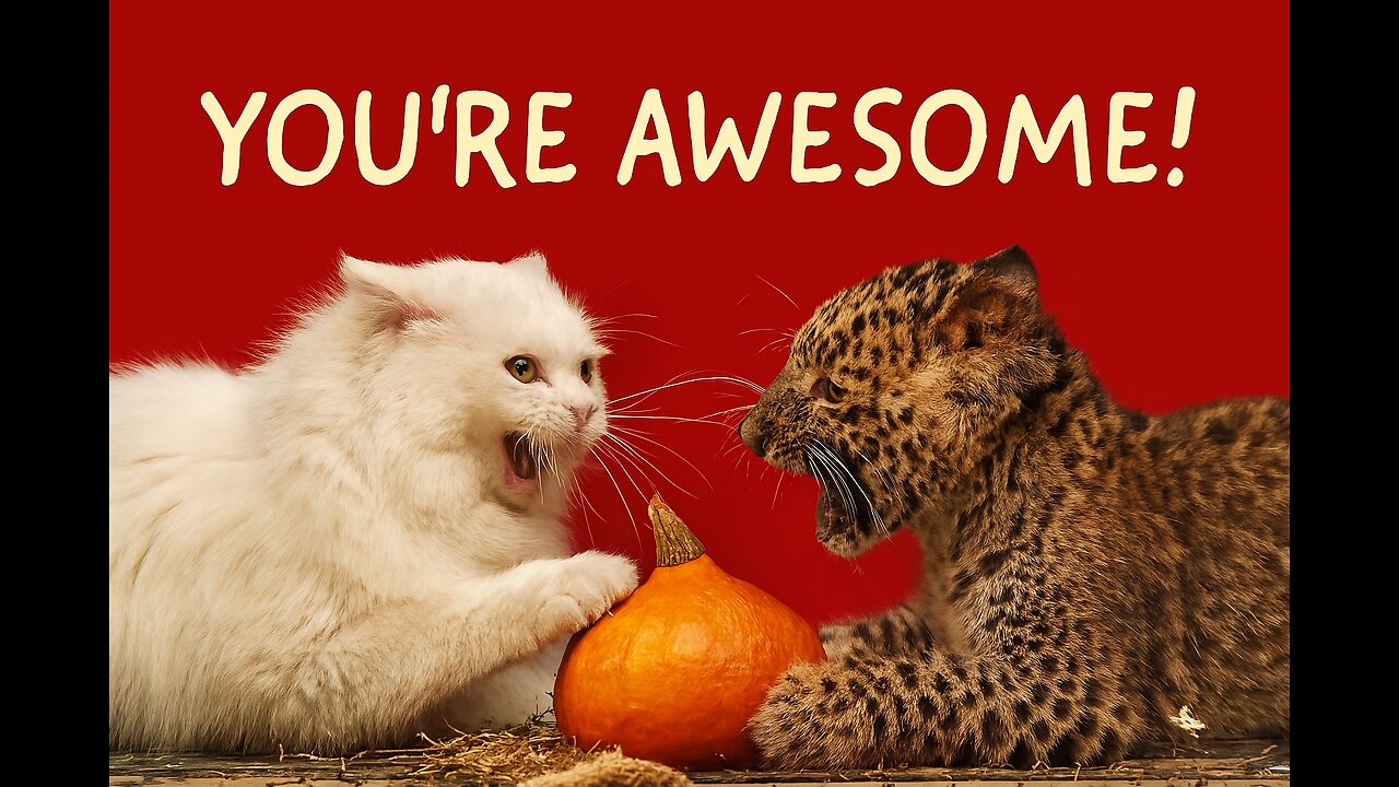 Pumpkin Fight: Fluffy Cat vs Leopard Cub