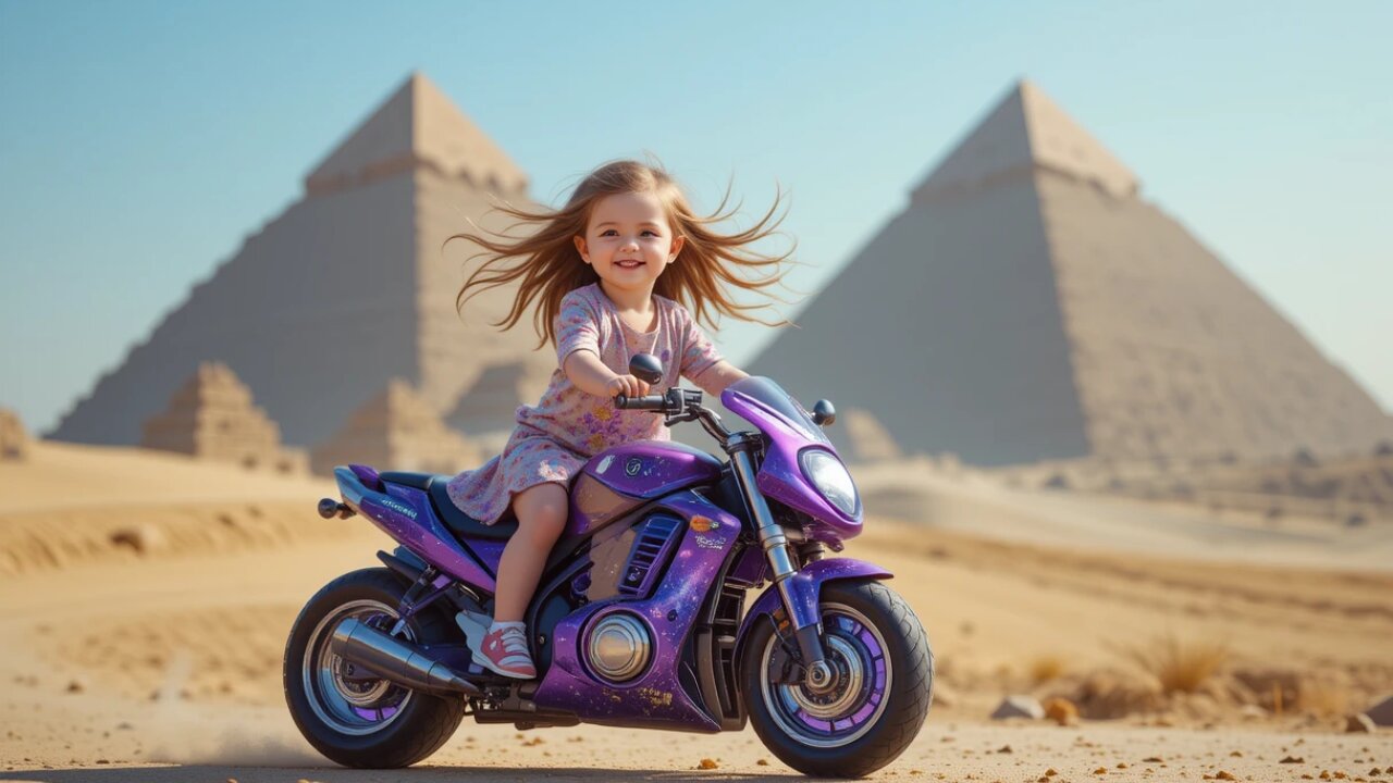 Baby Girl Wheels into Adventure Near the Pyramids! 🏜️🚴♀️✨