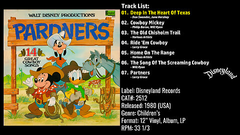 Larry Groce & The Disneyland Children's Sing Along Chorus – Pardners (Full Album) – 1980 CAT.# 2512