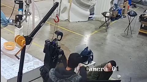 Footage showing a Unitree H1 (Full-Size Universal Humanoid Robot) going berserk