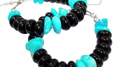 GN-20250314-03 Natural Obsidian and natural Sterling treatment Turquoise