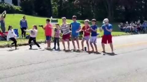 Kids doing the Trump Dance at a Memorial Day parade!