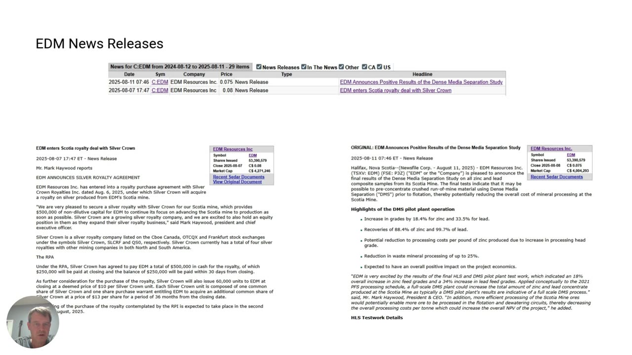 EDM Resources News Releases / Corporate Update