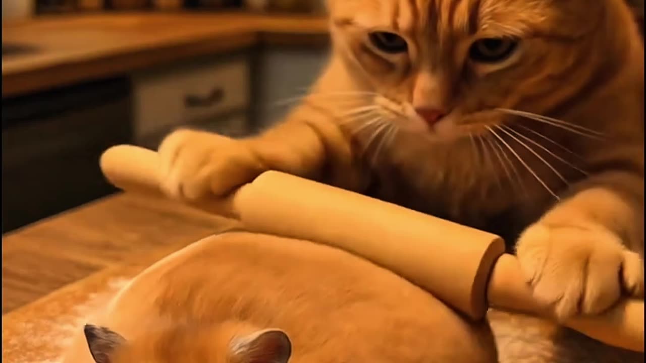 Cat massager drinks tea
