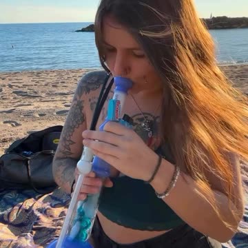 Summer Sesh at the Beach with Phoenix Star Bong 🌴💨 #bonggirl #420