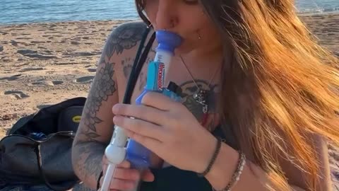 Summer Sesh at the Beach with Phoenix Star Bong 🌴💨 #bonggirl #420
