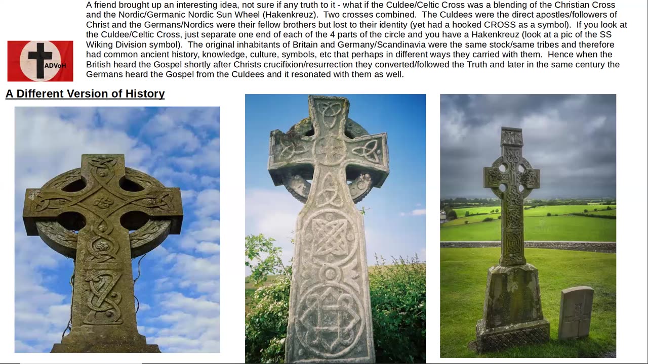 Culdee Cross a combination of the Christian Cross & Nordic Sunwheel ; Hakenkruez