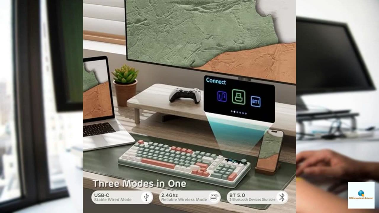RK ROYAL KLUDGE S98 Mechanical Keyboard w/Smart Display & Knob, Top Mount 96% Wireless Mec