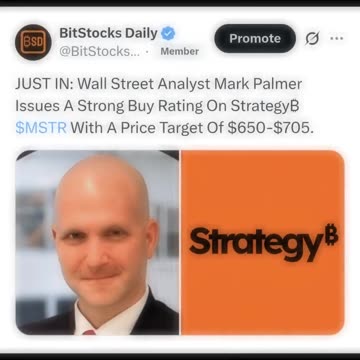 Wall Street Analyst Issues A Strong Buy Rating On Strategy₿ $MSTR With A Price Target Of $650-$705!
