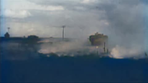 British Mk I tanks advance through smoke on the battlefield 1917