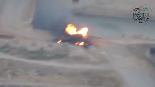 Syrian War Rebel TOW ATGM vs T-55 hit in Latakia (FSA Brigade of the Chargers)