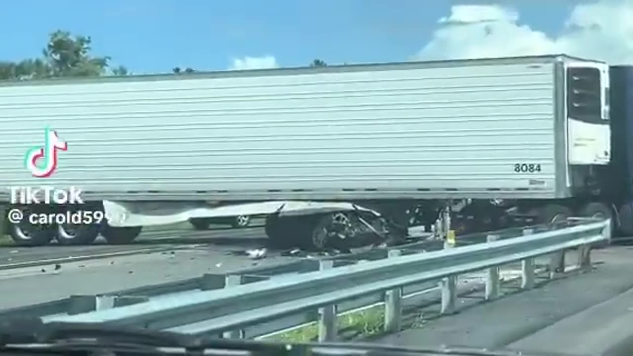 Aftermath of Truck driver killing three people after making illegal turn in Florida