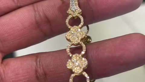Real 10K Gold & Natural Diamond Cross Bracelet