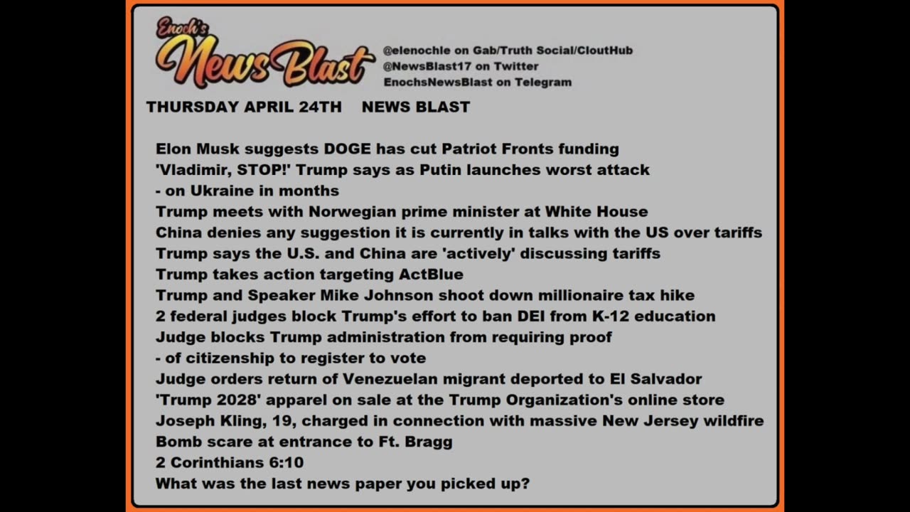 Thursday, April 24, 2025 News Blast