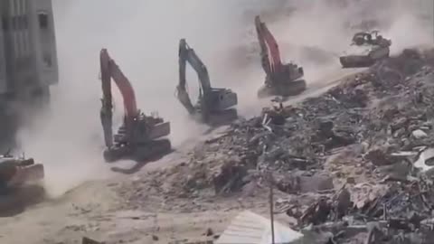 Israeli bulldozers are destroying the Noura al-Kabi Dialysis Hospital in northern Gaza