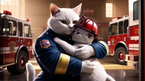 Cat Dad Firefighter Kitten Save the Day