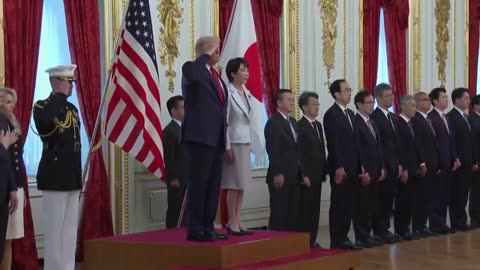 Star-Spangled Banner played in honor of President Trump at the Akasaka Palace in Japan 🫡