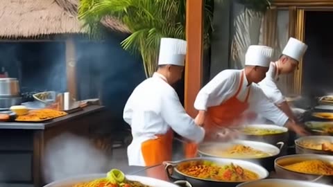 The chef is preparing delicious food.
