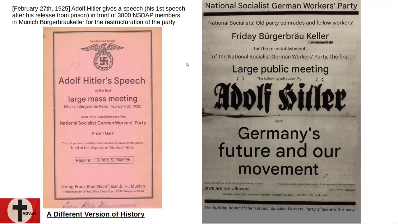 Pamphlet advertising Hitlers first speech after prison 1925