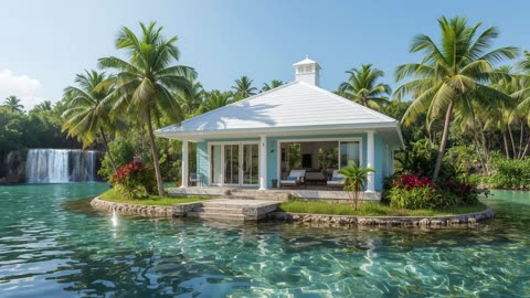 Waterfall at Home on the Island-Tranquility and peace