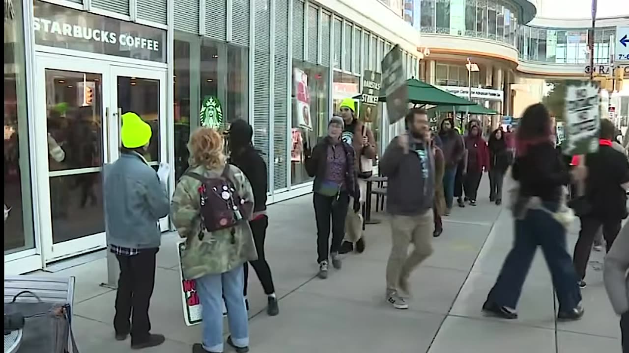 Starbucks union workers strike on Red Cup Day