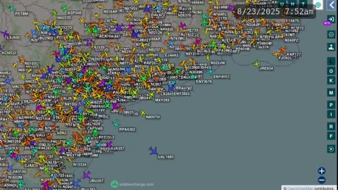 New York - New Jersey air traffic time lapsed for Aug 24 2025 - no audio -
