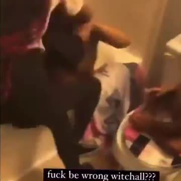 Sheboons jump another one in the shower with a baby nearby