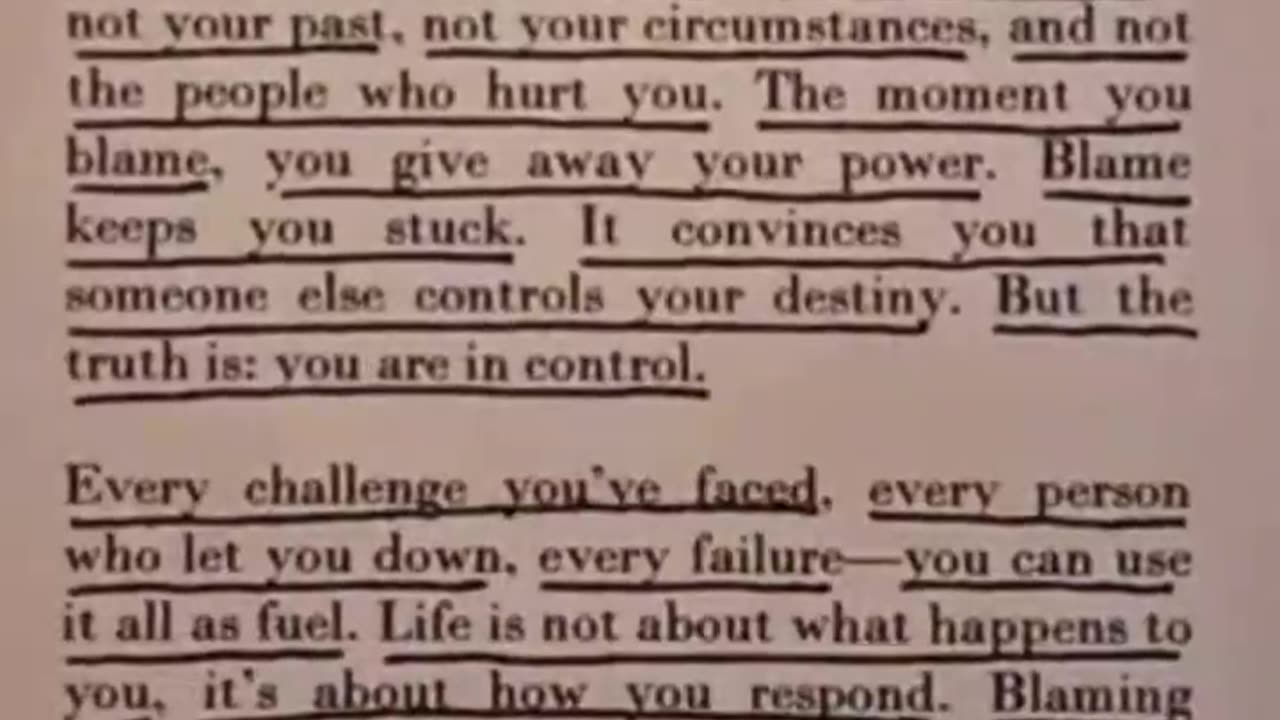 Never blame. Your destiny lies within you!