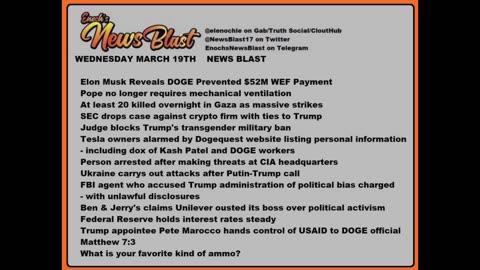 Wednesday, March 19, 2025 News Blast.